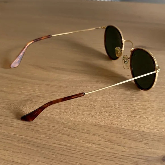 VINTAGE B&L RAY BAN SMALL ROUND METAL WITH TORTOISE W1675 TORTUGA SUNGLASSES - Picture 3 of 8